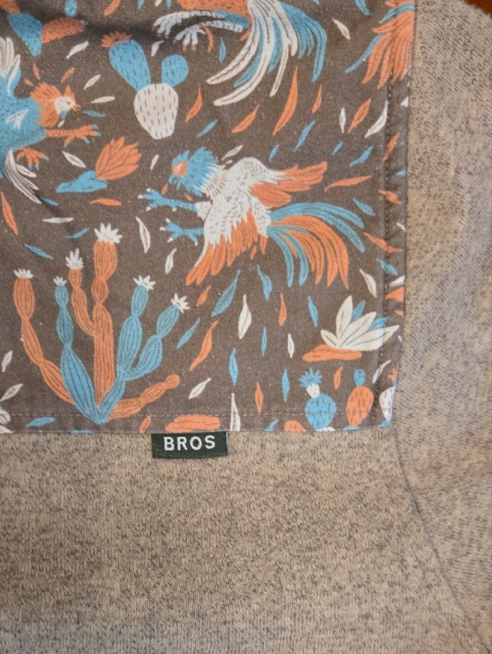 Howler Brothers Taupe Zip Shaman Hoodie with Floral Printed Yoke - Picture 10 of 11